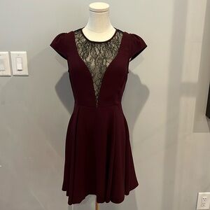 Burgundy & Black Lace Dress